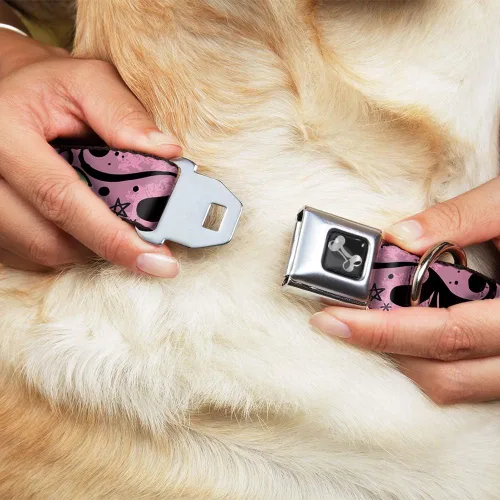 Miniatura 8 de Collar de perro hebilla de cinturón de seguridad mamá papá rosa 9 a 15 pulgadas 1.0 pulgadas de ancho (DC-W31317-S)