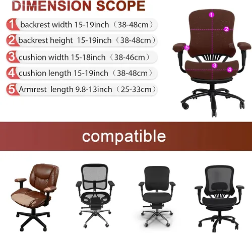 Miniatura 2 de Tallew Juego de 4 Fundas para Silla de Oficina Fundas Universales para Computadora Fundas Elásticas para Silla de Oficina Fundas para Respaldo