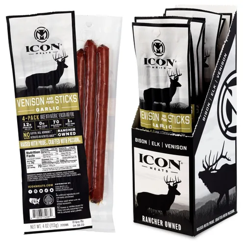 Miniatura 10 de ICON Meats Palitos de carne de bisonte y cerdo, barbacoa con miel, paquete de 24 bocadillos ricos en proteínas, bajo en azúcar, palitos de carne