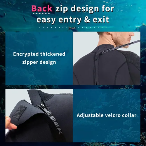 Miniatura 4 de BEEK - Traje de neopreno para hombre y mujer, de 0.118 pulgadas, con cremallera trasera, ultra elástico, manga larga, cuerpo completo, cálido