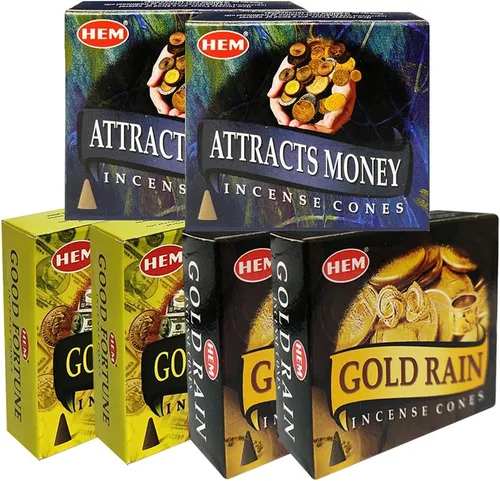 Miniatura 3 de Paquete variado de conos de incienso y soporte de lluvia dorada de Hem Trumiri Insense Insence Atracts Money Good Fortune
