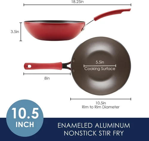 Miniatura 2 de Rachael Ray Cook + Create - Sartén antiadherente para freír, 10.5 pulgadas, color rojo