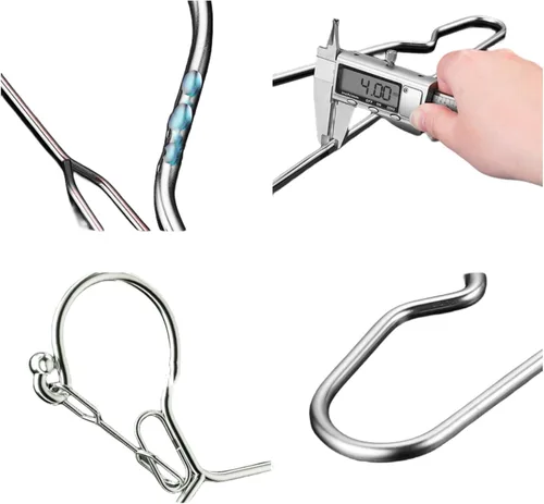 Miniatura 5 de Percha de alambre de 16.5 pulgadas con cerradura de 0.157 pulgadas, paquete de 10 perchas de acero inoxidable, delgadas, resistentes, resistentes al