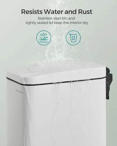 Miniatura 4 de SONGMICS Basurero de baño, 1.3 galones (5 L) pequeño con tapa, delgado para espacios pequeños, cubo de basura de acero inoxidable, cierre suave