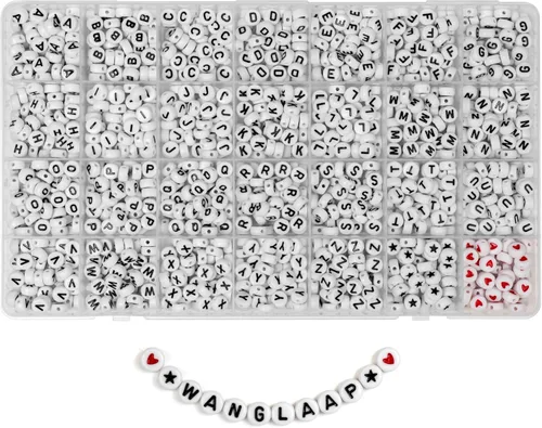 1450 cuentas de letras, kits de cuentas redondas de letras acrílicas de 0.16 x 0.27 pulgadas, cuentas del alfabeto, cuentas de la A a la Z y corazón