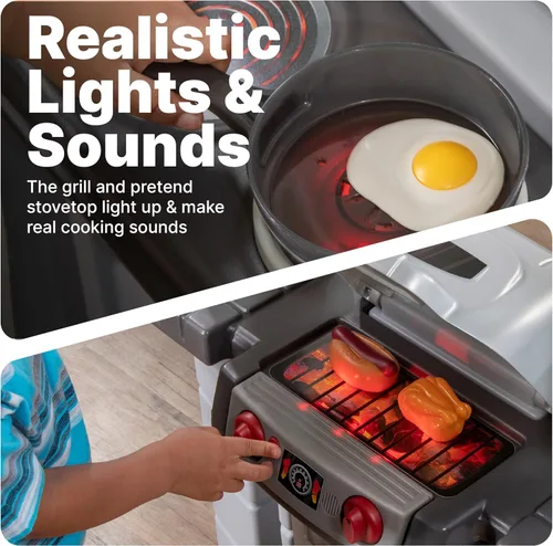 Miniatura 3 de Step2 Grand Walk-in - Juego de cocina y parrilla para niños, cocineta para interiores y exteriores, juego interactivo con luces y sonidos, plástico