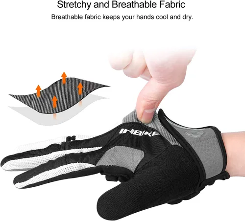 Miniatura 3 de INBIKE Guantes de ciclismo para hombre acolchados de gel de 0.197 in transpirables y resistentes al desgaste