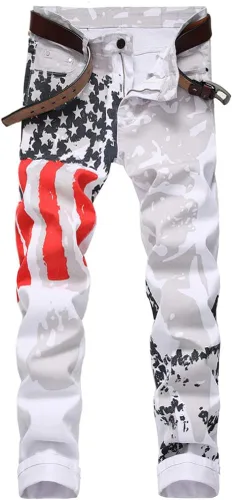 Miniatura 186 de Baylvn - Pantalones de mezclilla entallados y estampados para hombre con corte recto