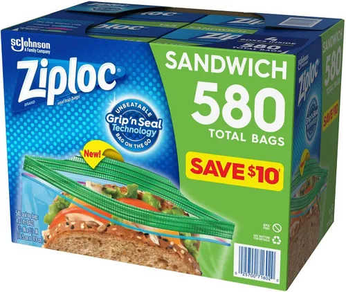Miniatura 4 de Ziploc Easy Open Tabs - Bolsas de sándwich 580, 145 unidades (paquete de 4)