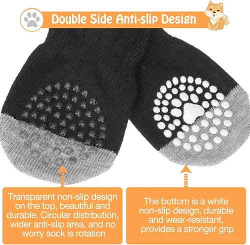 Miniatura 5 de SCENEREAL 6 piezas de calcetines antideslizantes para perros para prevenir lamido de patas para pavimento caliente/frío, calcetines de agarre