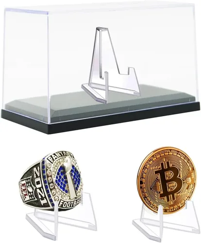 Miniatura 12 de Vitrina de anillo de campeonato con 1 agujero de ranura, caja de exhibición para anillos de béisbol, caja para anillos de sóftbol, estuche