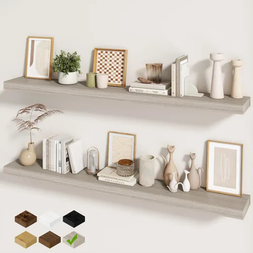 Miniatura 66 de Fun Memories Estantes flotantes para pared, estantes flotantes de 48 pulgadas de largo, juego de 1, estante colgante con soportes invisibles