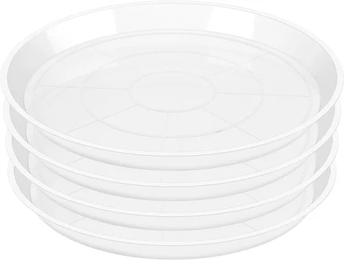 OUPSAUI - Paquete de 4 platillos transparentes para plantas de 4, 6, 8, 10, 12, 14, 16, 18, 20, 22 pulgadas, bandejas de maceta extra grandes de