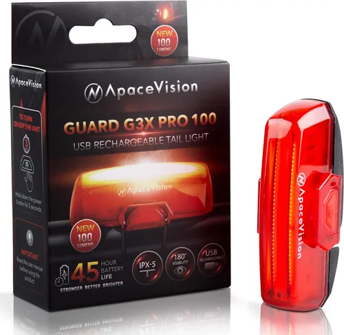 Miniatura 2 de Apace - Luz trasera de bicicleta recargable por USB, superbrillante, 100 lúmenes, luz trasera LED para bicicleta, se engancha fácilmente como una