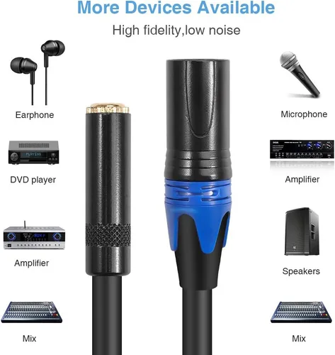 Miniatura 3 de Cable macho de 1/8 a XLR, cable adaptador de convertidor de audio macho TRS estéreo hembra de 0.138 in (1/8 pulgadas) - 1 pie/11.8 in