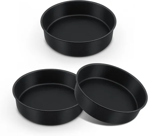 Miniatura 12 de E-far Molde para pasteles de 3 piezas (4/6/8 pulgadas), moldes redondos de acero inoxidable antiadherentes para hornear, moldes de metal