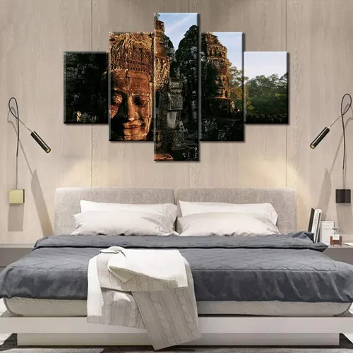 Miniatura 74 de Arte de pared con varios paneles, calendario maya, imágenes de piedra del sol, pinturas de civilización azteca sobre lienzo, sala de estar