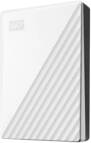 Western Digital Disco duro externo portátil de 5TB My Passport con protección con contraseña y software de respaldo automático, blanco - Western
