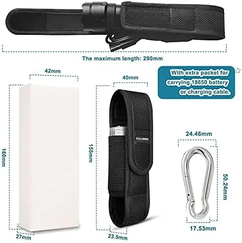 Miniatura 2 de PALUMMA Funda de nailon para linterna con mosquetón, soporte de cinturón de linterna de ajuste flexible para la mayoría de marcas de tamaño de hasta