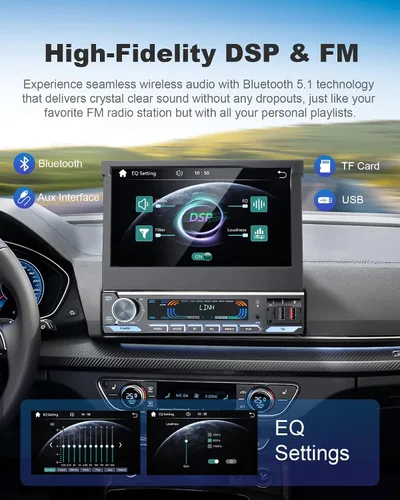 Miniatura 7 de Pantalla táctil inalámbrica portátil Apple Carplay para 7 "HD portátil Android Auto pantalla estéreo de coche, receptores de audio para automóvil