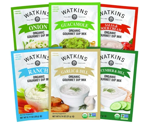 Miniatura 4 de Watkins Mezcla de inmersión gourmet orgánica, salsa y crema agria, paquetes de 1.23 onzas, paquete de 12