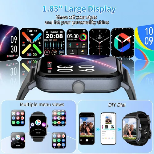 Miniatura 4 de Reloj inteligente para hombres y mujeres con llamadas, rastreador de actividad física de 1.83 pulgadas con monitor de frecuencia cardíaca/sueño