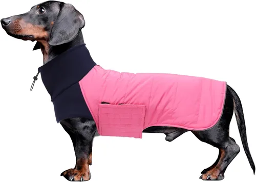 Abrigo de perro salchicha para perro salchicha Corgi Weiner reversible, abrigo de invierno acolchado con forro de algodón de cuello alto para perro