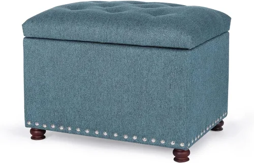 Miniatura 15 de Joveco Otomana rectangular de 24" con almacenamiento para sala de estar, banco tapizado con asiento y reposapiés con tapa abatible, reposapiés