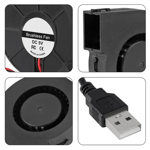Miniatura 2 de Ventilador de ventilador USB de 1.969 in de refrigeración 5015 5V USB 5 voltios ventiladores soplador turbina Turbo rodamiento de bolas