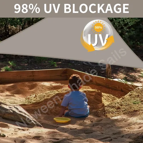 Miniatura 4 de Neween Toldo Vela, 6'7'' x 6'7'' x 6'7'' Toldo Vela Triangular Impermeable para Patio Jardín Terraza Cubierta Pérgola Exterior Toldo Vela 98% Arena