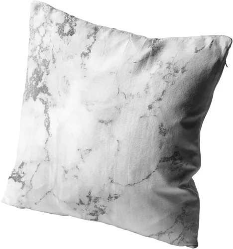 Miniatura 2 de Funda de almohada decorativa con diseño moderno y moderno cuadrado europeo blanco plateado gris Carra mármol piedra abstracta con cremallera oculta