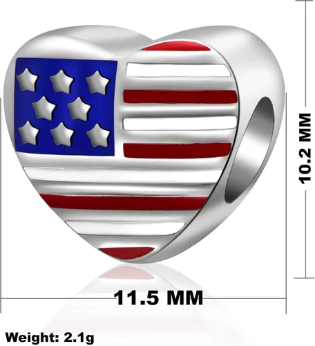 Miniatura 2 de Hoobeads - Abalorio de plata de ley 925 esmaltado, diseño de bandera de Estados Unidos