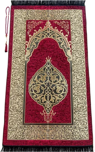 Miniatura 9 de ihvan online Alfombra de oración musulmana Tasbih con 99 cuentas, chenilla suave, ligera y plegable, tapete de oración portátil de viaje, regalo