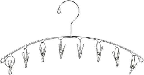 Miniatura 6 de Percha de secado de ropa de acero inoxidable fuerte con 10 pinzas para la ropa, ahorro de espacio para interiores, organizador de ropa, manoplas