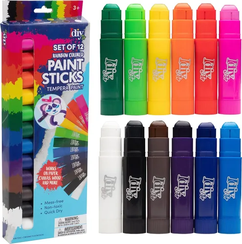 Miniatura 10 de Idiy Juego de 30 barras de pintura de témpera sólida, incluye 12 colores clásicos, 12 metálicos y 6 colores neón, secado rápido, sin ensuciar, no 30
