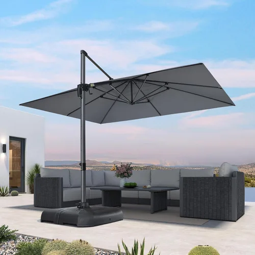 Miniatura 69 de PURPLE LEAF Sombrilla de Patio de 8 Pies para Exteriores Sombrilla Cantilever Cuadrada de Aluminio Sombrilla Offset con Rotación de 360 Grados