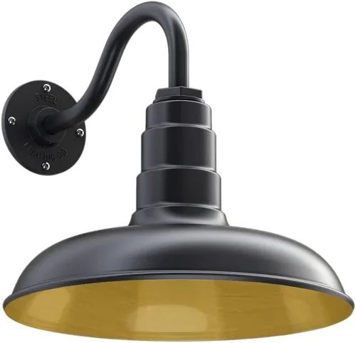 Miniatura 73 de Steel Lighting Co. Topanga - Luz de granero Montaje en pared al aire libre Domo de 14 pulgadas Cuello de cisne de 11 pulgadas Luz de garaje