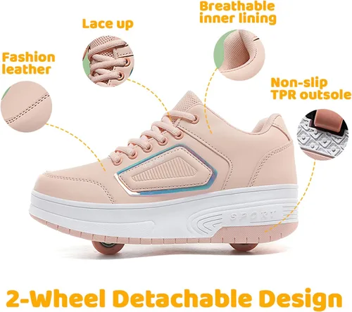 Miniatura 2 de Wooowyet - Zapatos con ruedas recargables para patinar para niños, unisex, con luces LED, moda