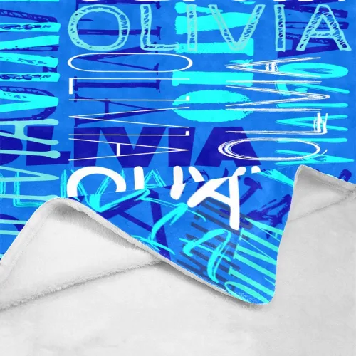 Miniatura 4 de Manta personalizada con nombre, regalos personalizados para mujeres, hombres, niños, bebés, niños y niñas (azul fluorescente, 40 x 50 pulgadas)