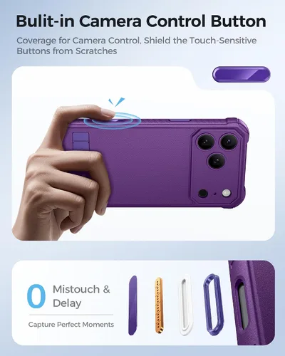 Miniatura 5 de ASAFCASE Funda magnética para iPhone 17 Pro, soporte integrado, compatible con MagSafe, resistente caída de grado militar, control de cámara, funda