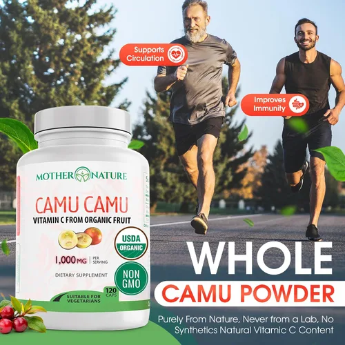 Miniatura 10 de Cápsulas Mother Nature Organics Camu Berry – Repleto de vitamina C natural y antioxidantes crudos – Refuerzo inmunológico y antienvejecimiento