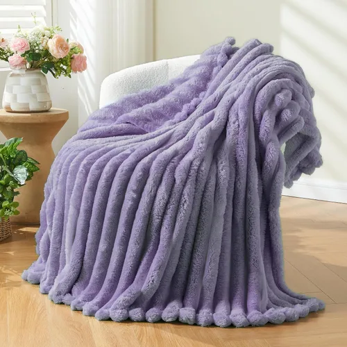 Miniatura 22 de NEWCOSPLAY Manta de Tiro Súper Suave Aqua Franela Sedosa Premium Forro Polar Jacquard Acanalado 3D Ligero Manta de Cama Uso en Todas las Estaciones