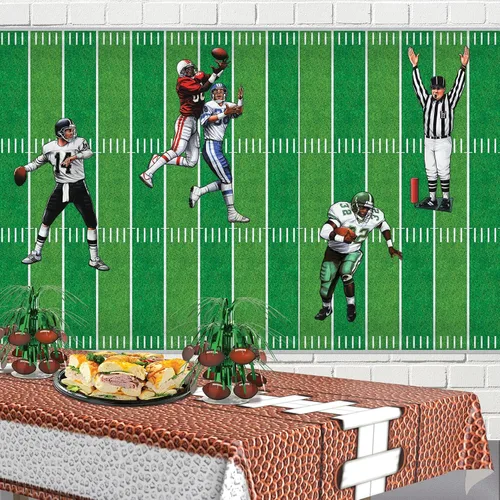 Miniatura 4 de Beistle Telones de fondo de campo de fútbol, 4 x 30 pies, paquete de 2 - Telón de fondo para fiestas, fondo de fotos, cubierta de pared fácil