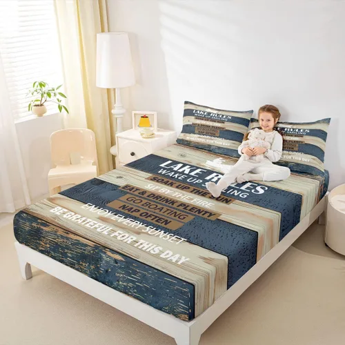 Miniatura 17 de Erosebridal Fishing Fitted Sheet Twin for Boys, Big Pike Fish Black Bed Sheets for Rustic Farmhouse Lake House Decor, Fishing Bedding Set Marine