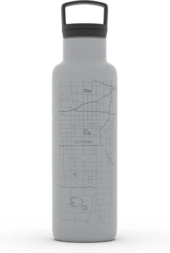 Miniatura 50 de Well Told Botella de agua aislada con mapa de Washington DC grabado, botella de acero inoxidable grabada (21 onzas, blanco) botella aislada de mapa