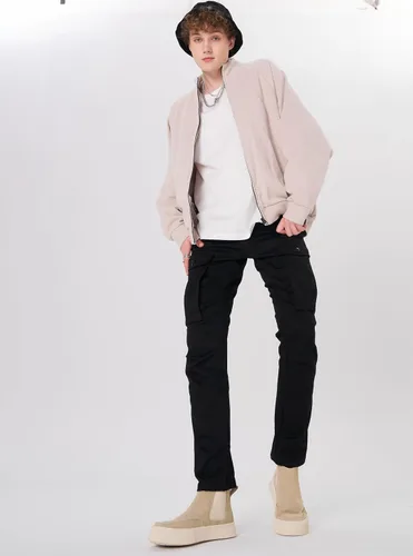 Miniatura 7 de Plaid&Plain Pantalones cargo ajustados con rodillas articuladas para hombre