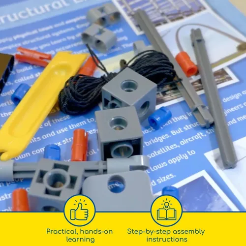 Miniatura 7 de Thames & Kosmos Ingeniería Estructural: Puentes y Rascacielos Kit de Ciencia e Ingeniería Construir 20 modelos Aprende sobre fuerza, carga