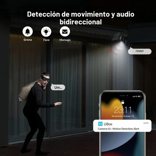 Miniatura 5 de SEHMUA - Cámara de seguridad celular 4G LTE solar inalámbrica para exteriores, cámara alimentada por energía solar sin WiFi, vista en vivo de 360°