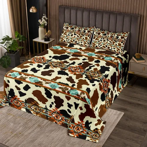 Miniatura 13 de Erosebridal Southwestern - Juego de colcha geométrica bohemia acolchada tamaño individual, juego de edredón étnico tribal con flechas occidentales