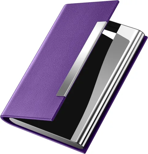 Miniatura 14 de Padike - Tarjetero para tarjetas de presentación, billetera de cuero sintético con protección RFID, V-Azul, unisex azul (V-Blue)